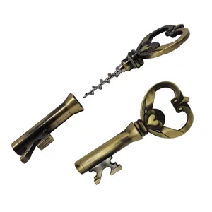 Kingtop Brand Wedding favor 3 in 1 wrench / beer / wine bottle corkscrew antique custom key chain heart wine opener