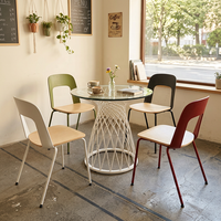 Ensemble table et chaises de salle à manger rondes en acier avec plateau en verre durable de 2,95 pieds pour café et restaurant avec garantie de 3 ans