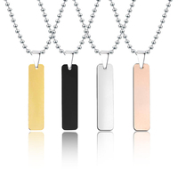 Collar con Colgante de Barra Vertical en Acero Inoxidable para Grabado Láser Personalizado con Nombre o Letra, Ideal para Regalos de Joyería DIY