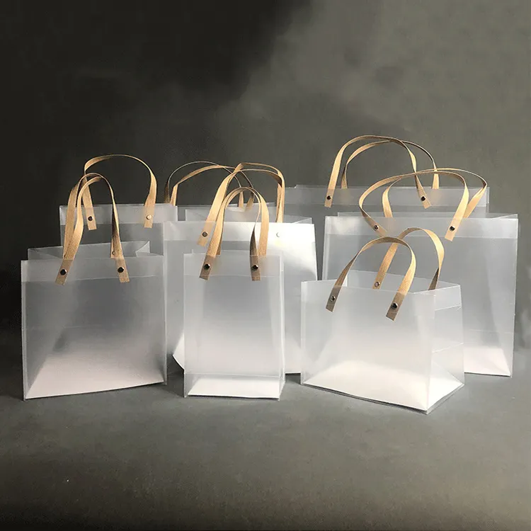 Christmas Custom Laminated Frosted Small Clear Biodegradable Packaging Tote Plastic Shopping Packing Bag With Logo