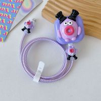 Étui de protection pour tête de chargeur 20W standard britannique 3 broches et câble de données, motif monstre de dessin animé à grande bouche, mignon et original
