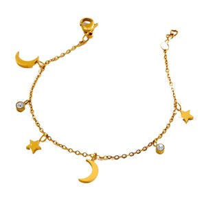 Star Moon Rhinestone <strong>Stainless</strong> <strong>Steel</strong> Bracelet Set Trendy Best Friend Sisters <strong>Jewelry</strong> Personalized Fashion Chain Link - Product Image 5