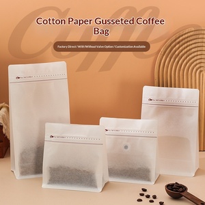 Bolsa de Café Vertical Sellada de Ocho Lados de <span class=keywords><strong>Papel</strong></span> de Algodón PETPE con Válvula Unidireccional y Cierre Fácil de Abrir para Envasado de Alimentos, Té y Café - Product Image 1