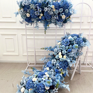 Fila larga de flores azules artificiales para mesa de boda, conferencia, sala de exposiciones, escaparate, accesible transfronterizo - Product Image 4