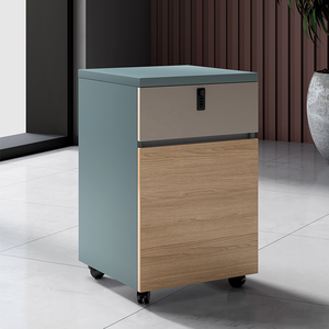 Meuble de classement mobile intelligent verrouillable à 2 tiroirs, meuble de rangement de <span class=keywords><strong>bureau</strong></span> sous le <span class=keywords><strong>bureau</strong></span>, meuble de rangement moderne en bois et métal avec roulettes - Product Image 1