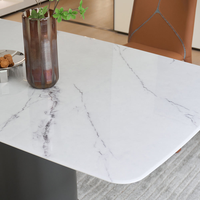 Table à manger haut de gamme en marbre Meubles en acier au carbone de conception spéciale pour salle à manger pour la maison ou l'hôtel