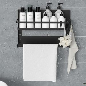Porta spezie da parete con porta rotolo da cucina <span class=keywords><strong>e</strong></span> 4 ganci mensola da cucina senza foratura in acciaio inossidabile - Product Image 3