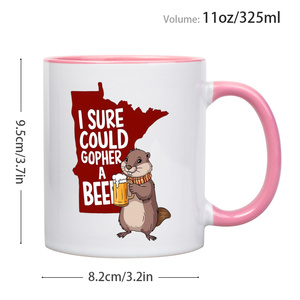 "Posso scavare birra di patate, simpatico scoiattolo che beve birra" Diytree marca 11 once tazza di caffè riutilizzabile in ceramica per gli amanti della birra - Product Image 6