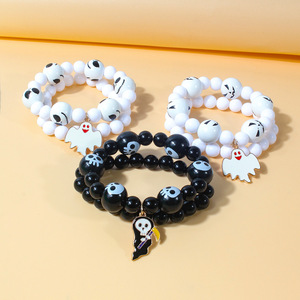 2025 nouveau Bracelet à breloques cadeau saisonnier de haute qualité Halloween Bracelet de perles fantômes citrouille empilées prêt à expédier - Product Image 1