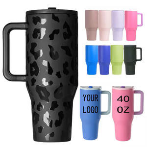 Tasse isotherme personnalisée chaud/froid 40 oz en acier inoxydable avec poignée, <span class=keywords><strong>paille</strong></span> rabattable et couvercle - Product Image 1