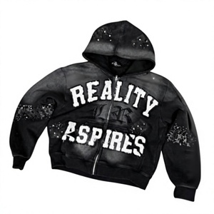 GENERSA SPORTS Sweat-shirt d'hiver unisexe personnalisé en molleton imprimé, coupe courte, zippé, style streetwear décontracté, 350g - Product Image 1
