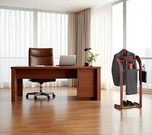 Appendiabiti da terra per <span class=keywords><strong>uomo</strong></span>, modello Executive, con porta cravatte e scarpiera, in mogano, per hotel - Vendita all'ingrosso - Product Image 1