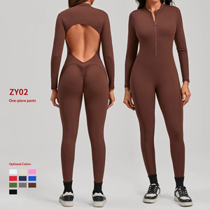 Nuova <span class=keywords><strong>Tuta</strong></span> Intera da Yoga in Maglia a Maniche Lunghe con Cerniera, Effetto Seconda Pelle, Stile Europeo Americano, per <span class=keywords><strong>Donna</strong></span>, Abbigliamento Sportivo <span class=keywords><strong>Aderente</strong></span> - Product Image 1