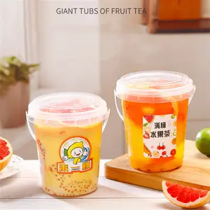 Nuevo diseño 1000ml PP Cubo de frutas Taza de jugo de plástico con asa