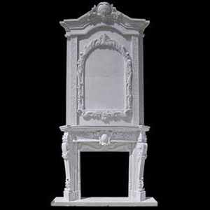 Cheminée Antique en Pierre Naturelle à Deux Couches, Double Contour de Cheminée en Marbre avec Lion - Product Image 4