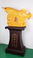 Feng Shui Ornement Sculpture Golden Arowana Lucky Fish Statues Meilleur cadeau pour l'ouverture de l'entreprise, décor de salon de bureau à domicile