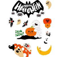 Autocollants statiques de fenêtre chauve-souris zombie pour Halloween, les plus vendus, pour vitrine de magasin, décoration d'ambiance festive, en stock