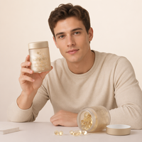 Vente en gros de flacons en verre givré beige crème, ronds, vides, pour compléments alimentaires, avec impression personnalisée, contenants en verre pour les soins de santé