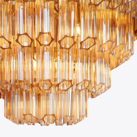Grand plafonnier en cristal de luxe luminaires en verre ambré compatibles avec le salon de table de l'île