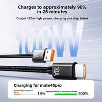 Kabel Data USB-C Super Cepat 10A 240W, Kabel Data Pengisian Cepat Tipe-C Anyaman, Kompatibel dengan Huawei//Vivo/Redmi