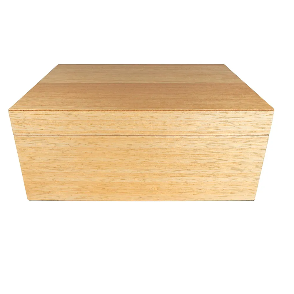 Customized Size and Logo Wooden Storage Box (White Oak) Large Hinged Lid Wooden Box