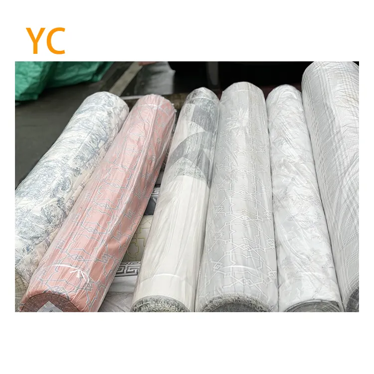 Sunny Textile Plain Dyed Cream Puff Jacquard Fabric Nonwoven Window Curtain for Home Splicing Blackout Curtain Roll Packing