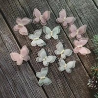 Accessoire coréen DIY fait main, applique papillon 3D en organza à double perle, à coudre pour vêtements et chapeaux d'enfants