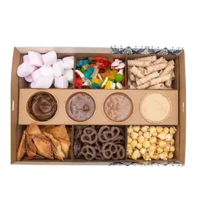 Dessert Kraft Paper Boxes Eco Friendly Black Party Chocolate Cookie Catering Packaging Platter Box With Dividers Lid