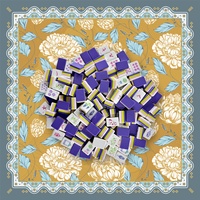 Tapis de Mahjong en Caoutchouc Esthétique Premium, Motif Floral Doré Vintage, Bordure Orientale Élégante, Antidérapant, Silencieux, pour Table de Jeu et Cartes