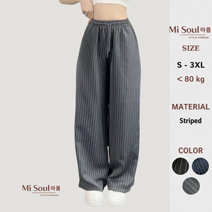 2025 Summer Women's Velvet Yarn Dyed <b>Lace</b> Beading Low Waist Wide Leg Loose Trousers <b>Elastic</b> Waist 100% Polyester - Product Image 3