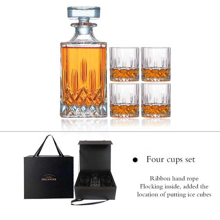 Wholesale Classical Crystal Luxury Whiskey Decanter Glasses 6 Whiskey Bar Set