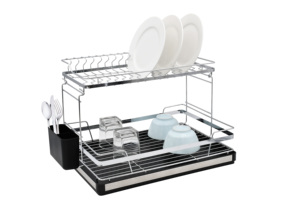 Organizador <span class=keywords><strong>de</strong></span> <span class=keywords><strong>platos</strong></span> <span class=keywords><strong>de</strong></span> encimera <span class=keywords><strong>grande</strong></span> plegable, bandeja <span class=keywords><strong>de</strong></span> <span class=keywords><strong>escurridor</strong></span> <span class=keywords><strong>de</strong></span> utensilios <span class=keywords><strong>de</strong></span> 2 niveles con soporte para cubiertos, estante <span class=keywords><strong>de</strong></span> <span class=keywords><strong>platos</strong></span> electrochapado <span class=keywords><strong>de</strong></span> hierro - Product Image 5