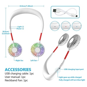 Ventilador deportivo portátil manos libres con banda para el cuello, luz LED recargable por USB, ventilador de cuello colgante perezoso para viajar y acampar - Product Image 6