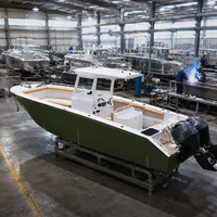 Bateau de pêche en aluminium à deux moteurs, 28 pieds, console centrale, 2x150HP Yamaha, direction hydraulique, pêche en mer, certifié CE, 6 personnes