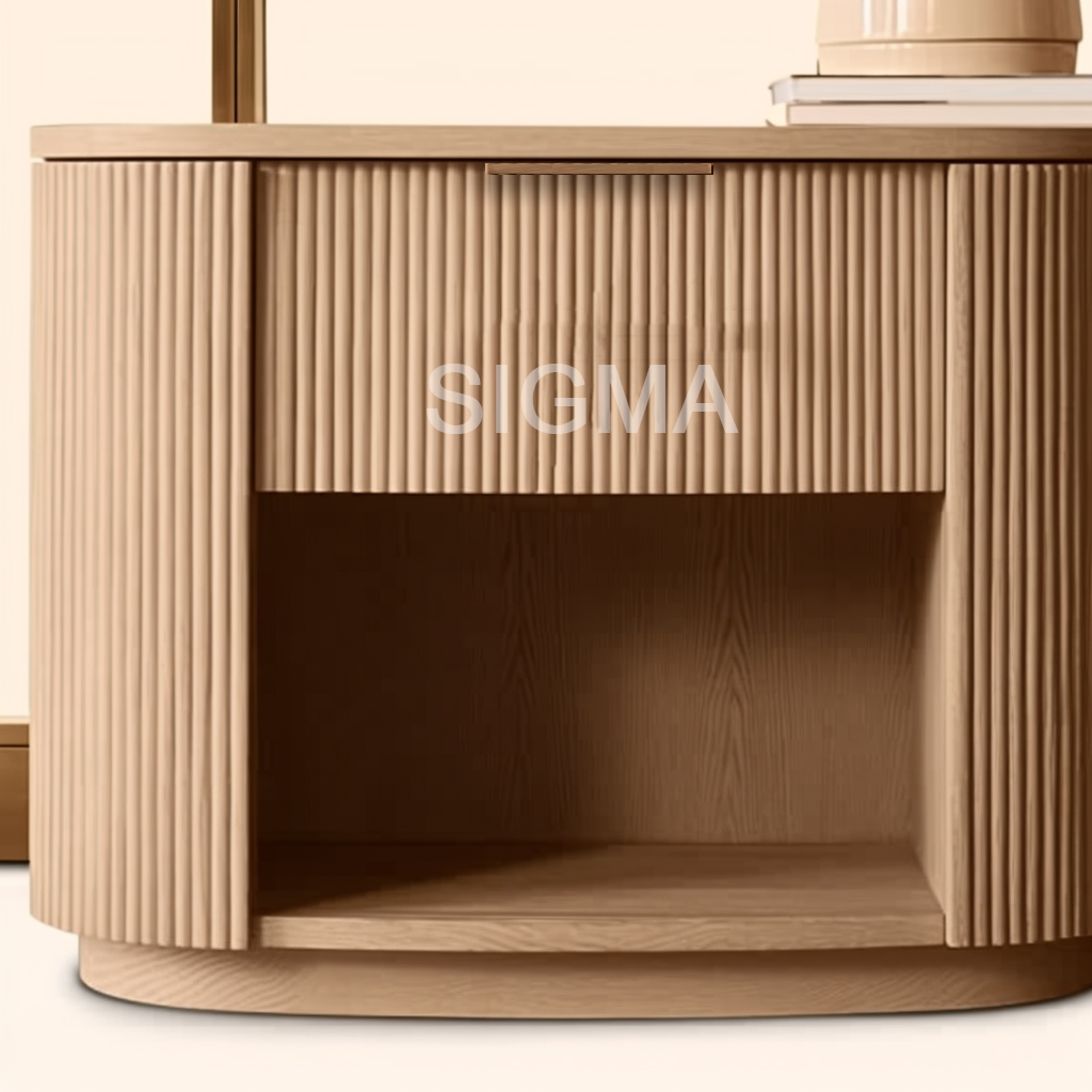 Handmade High-end indoor home Furniture Luxury oak solid wood Modern style 1 Drawer Nightstand