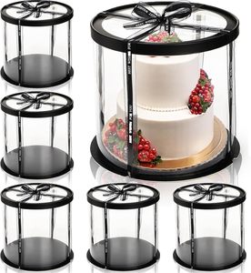 Contenedores Redondos y Cuadrados Transparentes de Plástico PET para Pasteles Navideños, Cajas de Plástico para Panadería y Cumpleaños - Product Image 1