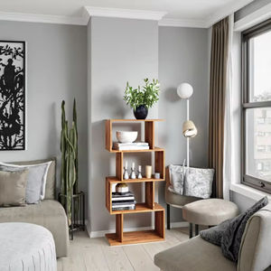 Estante de libros de madera de melamina de diseño Industrial, estanterías con ruedas, muebles de biblioteca, soporte de Panel de exhibición para el hogar, oficina, sala de estar - Product Image 4