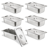 Bain-marie commercial rectangulaire en acier inoxydable pour table, chauffe-plats GN avec chauffage électrique, argenté, capacité 6 L pour soupes