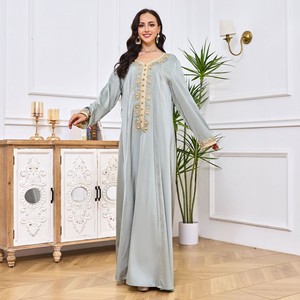 Vestido Abaya de Poliéster con Pedrerí<span class=keywords><strong>a</strong></span> Bordada, Elegante, para Mujer, Estilo Turco, Transfronterizo # Abaya, Caftán, Túnica, Vestido, Kimono - Product Image 2