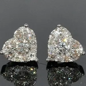Fashion Ear Stud Earrings Exquisite Simple Heart Temperament Shine Cubic Zircon Earrings Wedding Jewelry