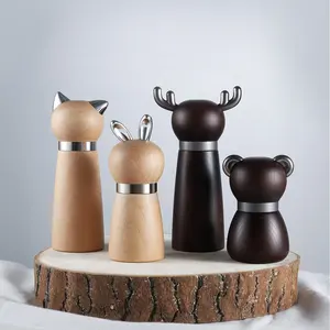 Trending Products 2023 New Arrivals Animal Table Manual Wooden Ceramic Salt and Pepper Grinder for Wholesale