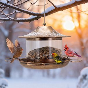 Mangeoire à oiseaux Oniya Green grande capacité, résistante aux intempéries, avec tuyau de drainage en PVC, anti-fourmis, suspendue, pour la décoration du jardin - Product Image 2