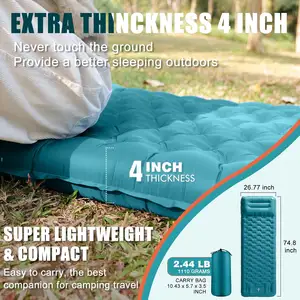 Npot Inflatable cắm trại ngủ pad với gối, thêm độ dày 4 inch ngủ mat với built-in bơm