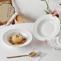 Assiette en céramique de qualité supérieure Saladier rond blanc Assiette à pâtes Vaisselle de restaurant