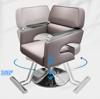 Fauteuil de Barbier Multifonctionnel Luxueux en Métal pour Salon de Coiffure et de Beauté - Vente en Gros