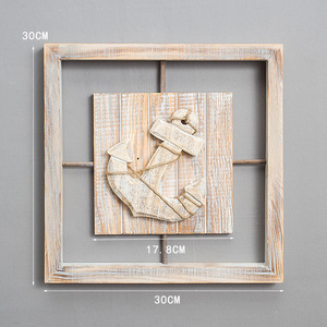 Peinture en relief 3D écologique de style méditerranéen HYJ14, coquillages en bois nautiques, décorations murales suspendues, 30x30cm pour la décoration de la maison - Product Image 5
