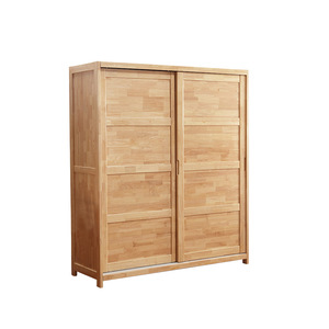 Armario Corredizo Moderno Minimalista de Madera Maciza con Puertas Dobles, Mueble de Dormitorio con Almacenamiento, Color Madera Natural - Product Image 5
