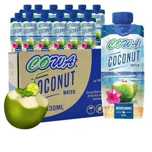 Vente en gros Boîte en papier de boisson à l'eau de coco 330 naturelle originale malaisienne COWA eau de coco douce 100% ml