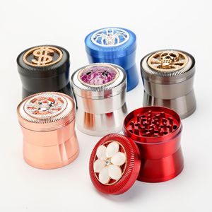 เครื่องบดสมุนไพรแบบขายส่ง บดใบยาสูบและเครื่องเทศ 4 ส่วน ทำจากโลหะผสมสังกะสี ประดับด้วยคริสตัลลายสัตว์ อุปกรณ์เสริมสำหรับการสูบบุหรี่ - Product Image 4