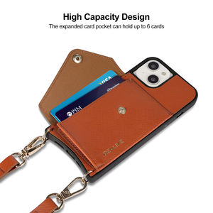 กระเป๋าหนัง Saffiano veagn หรูหรามีช่องใส่บัตรกระเป๋าใส่โทรศัพท์มือถือโลโก้ที่กำหนดเองสำหรับ iPhone 16 15 <span class=keywords><strong>PRO</strong></span> MAX เคสพร้อมสายคล้อง - Product Image 4